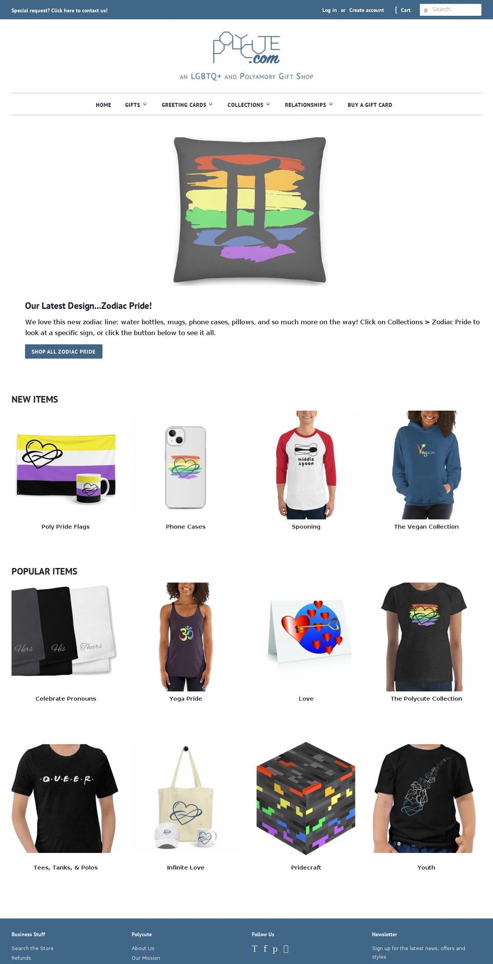 polycutecards.com — Shopify storefront screenshot