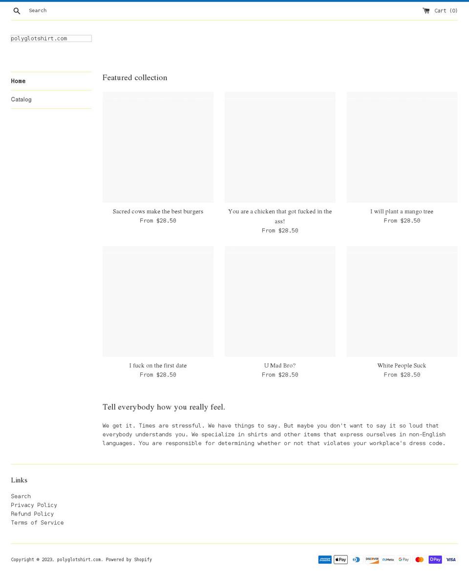 polyglotshirt.com shopify website screenshot