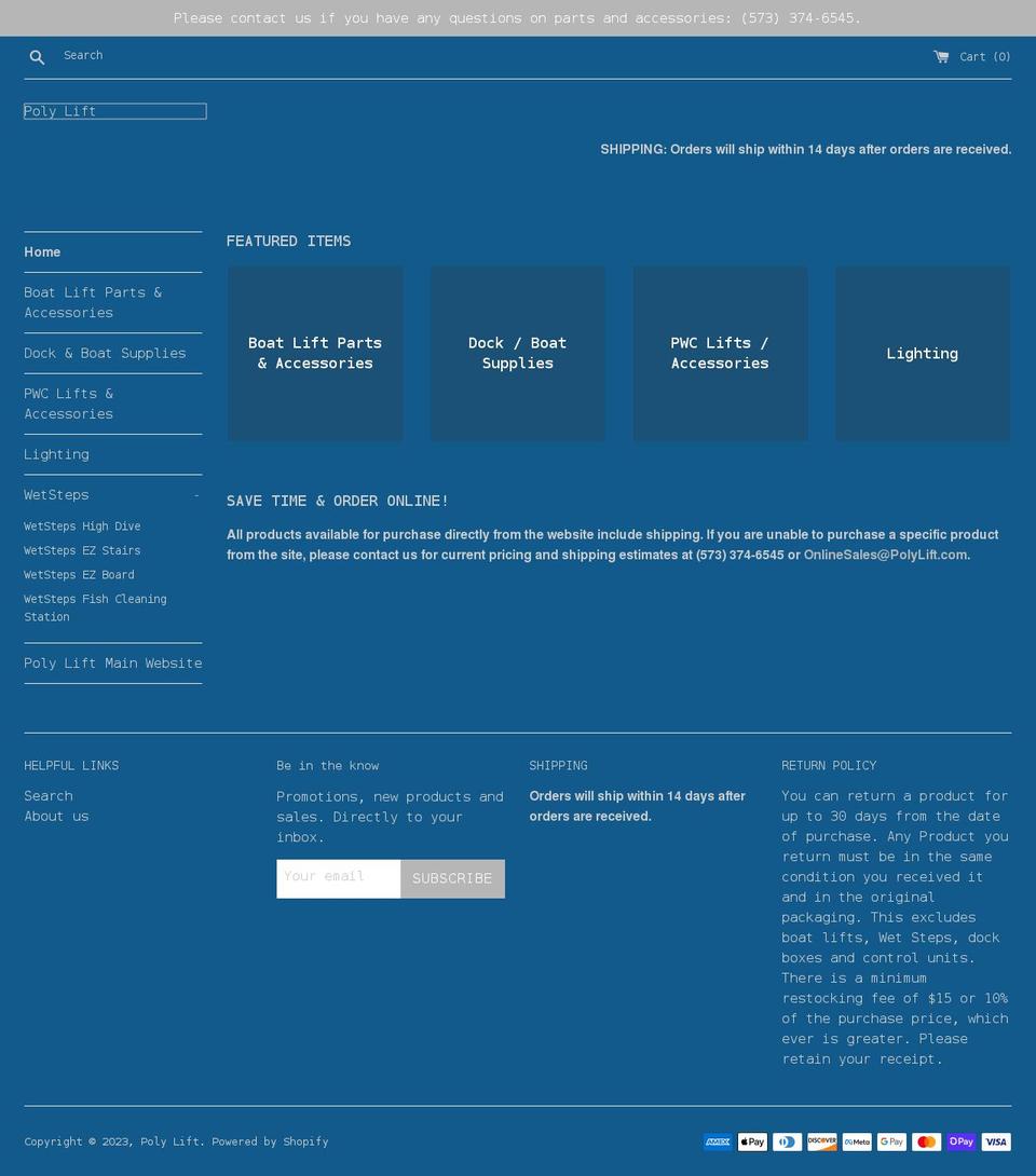 polylift.myshopify.com shopify website screenshot