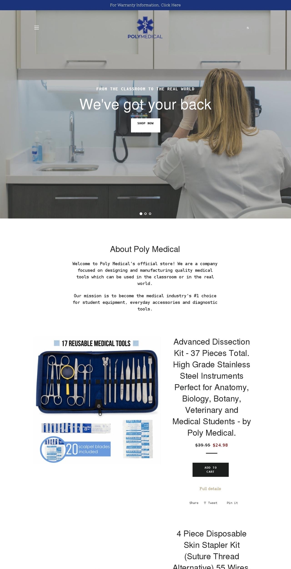 polymedicalproducts.com — Shopify storefront screenshot