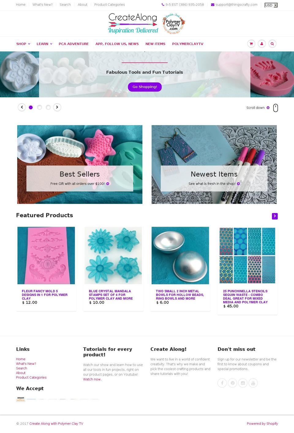 polymerclayproductions.com shopify website screenshot