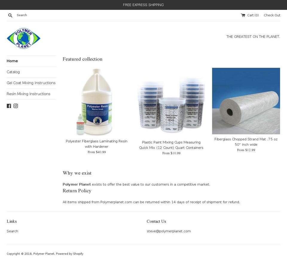 polymerplanet.com shopify website screenshot