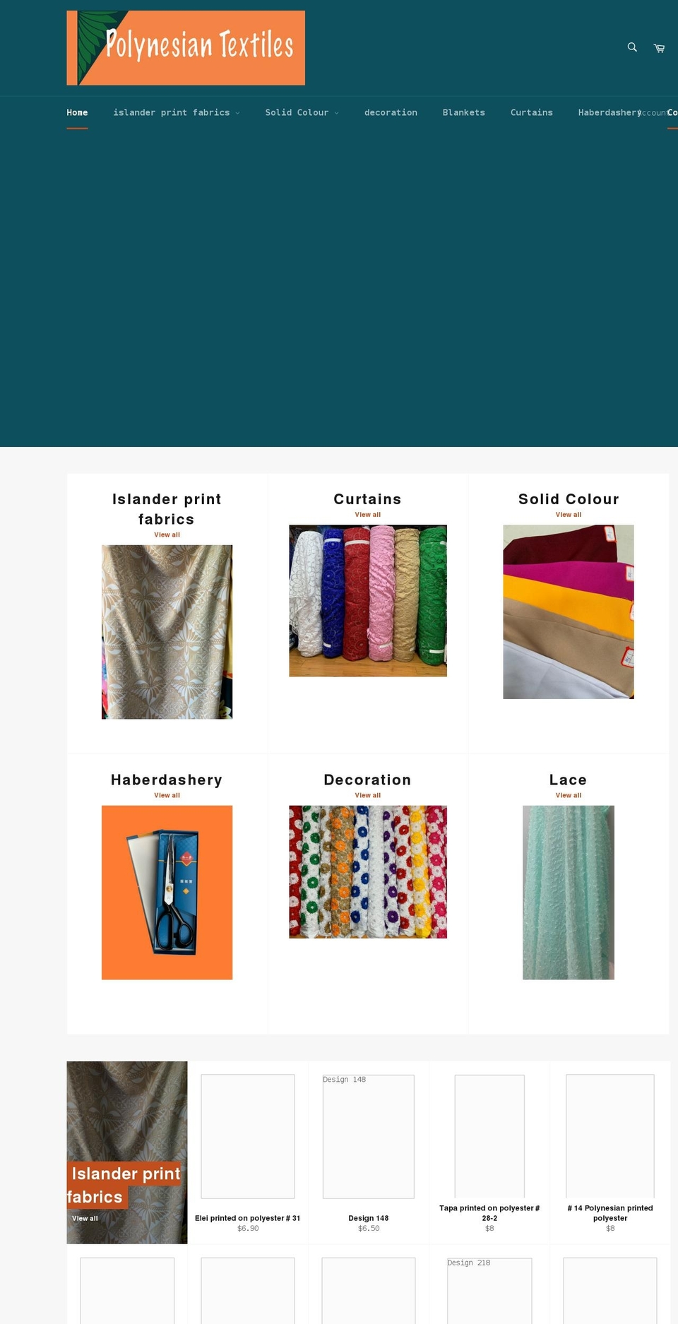 polynesiantextiles.com shopify website screenshot