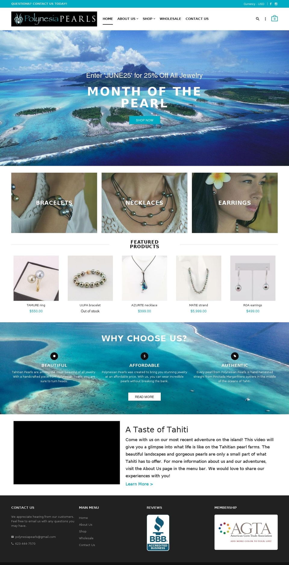 polynesiapearls.com — Shopify storefront screenshot