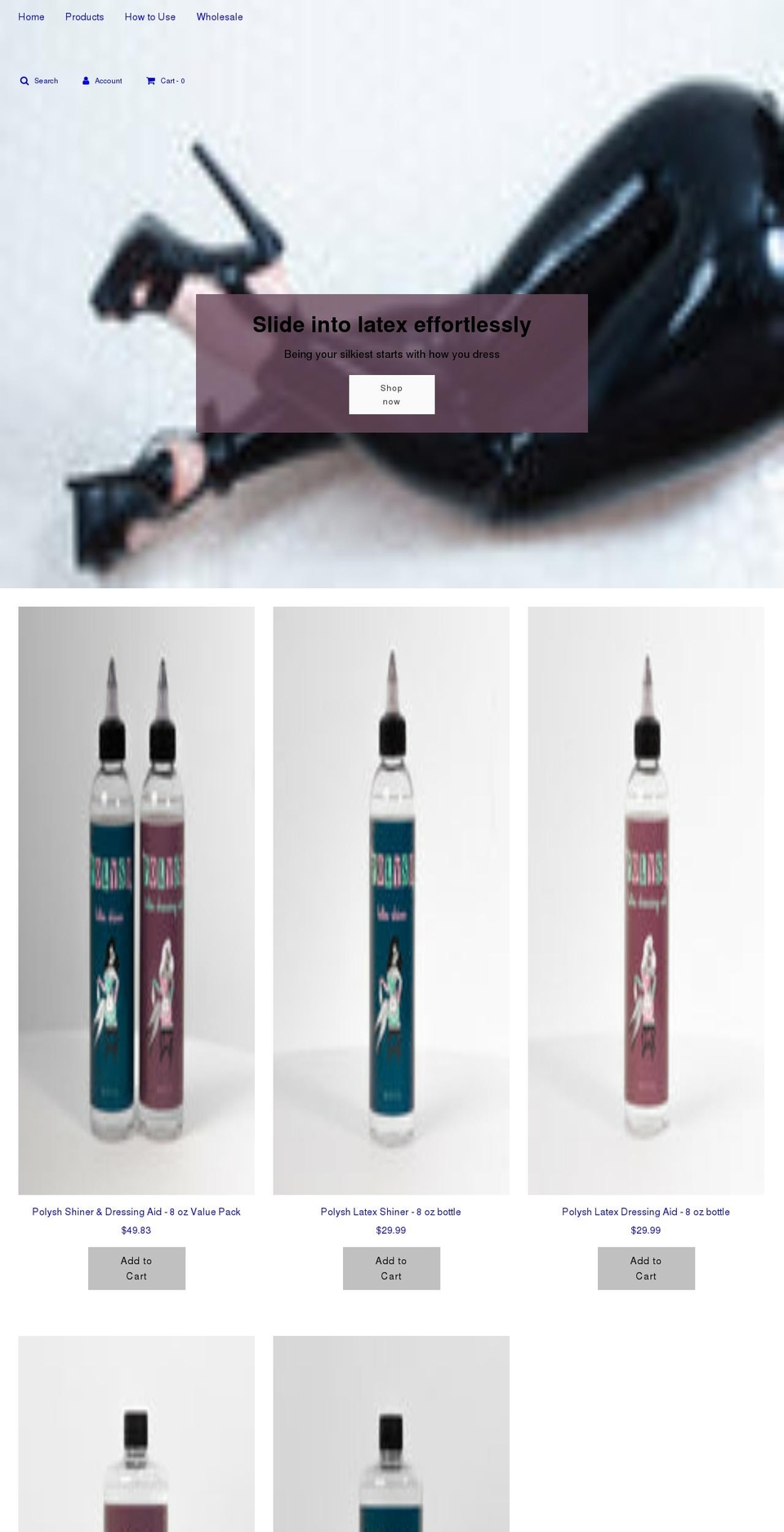 polyshyourlatex.com shopify website screenshot