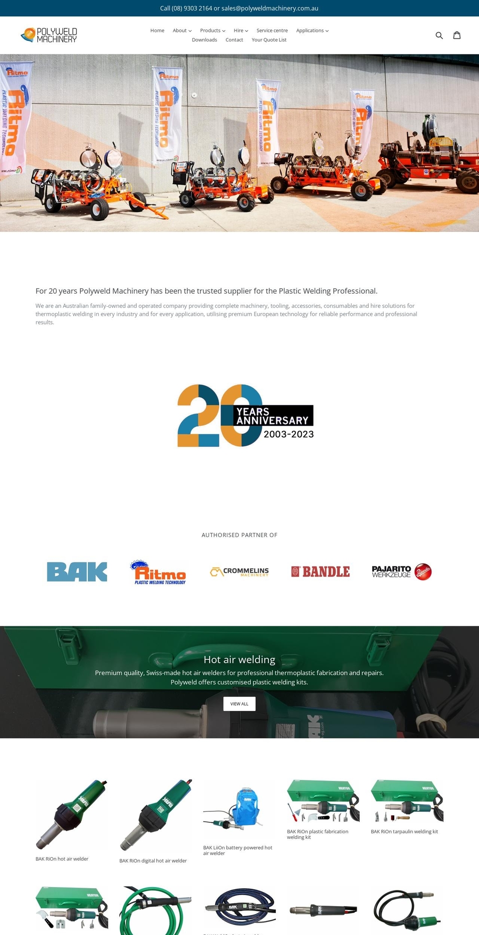 polyweldmachinery.com.au shopify website screenshot