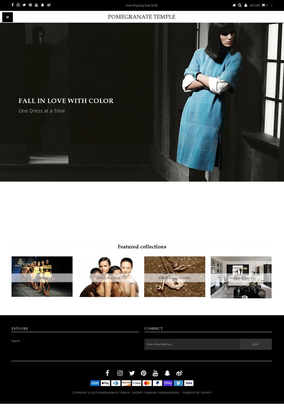 pomegranatetemple.com shopify website screenshot