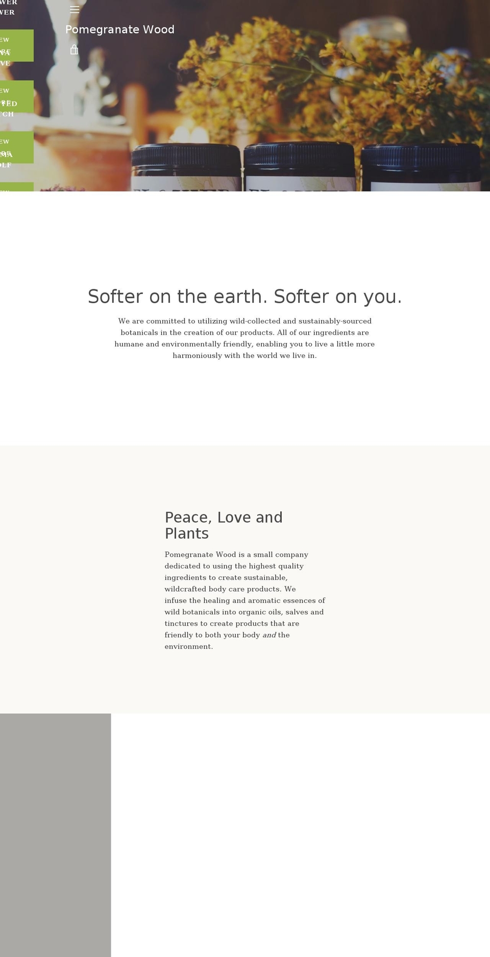 pomegranatewood.com — Shopify storefront screenshot