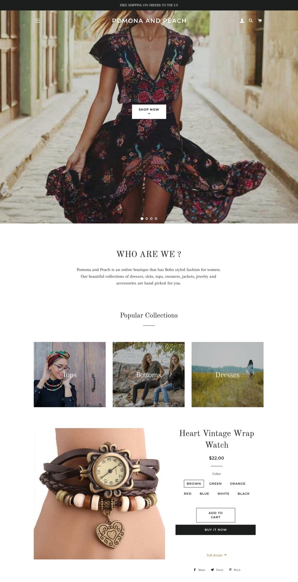 pomonaandpeach.com shopify website screenshot