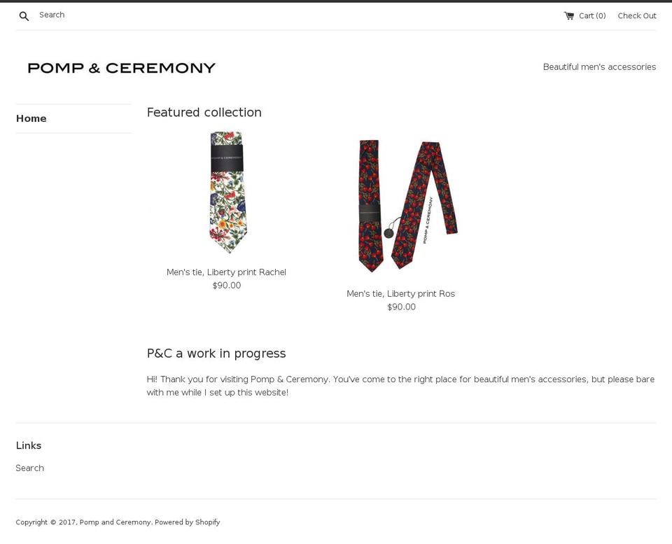 pompandceremony.ca shopify website screenshot