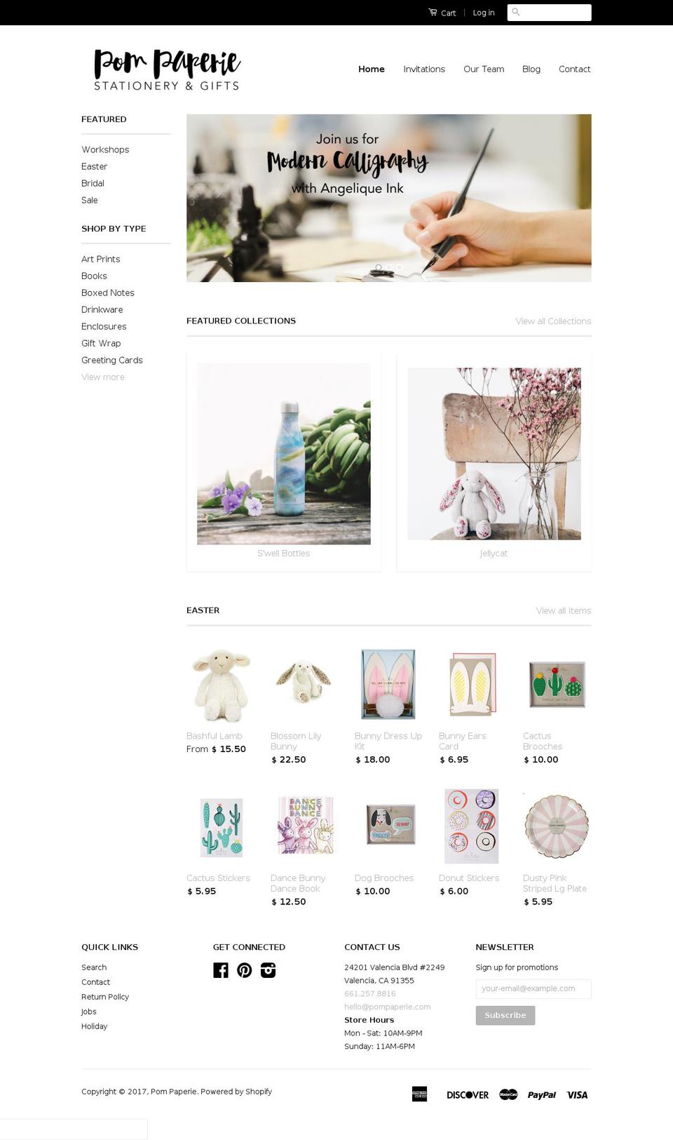 pompapery.com shopify website screenshot