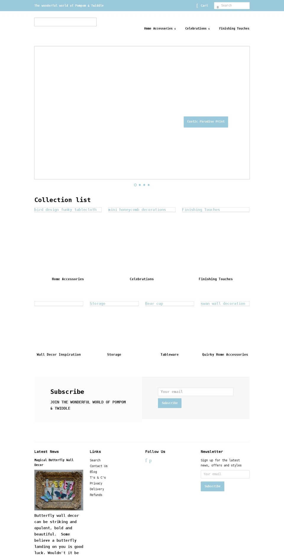 pompomandtwiddle.com shopify website screenshot