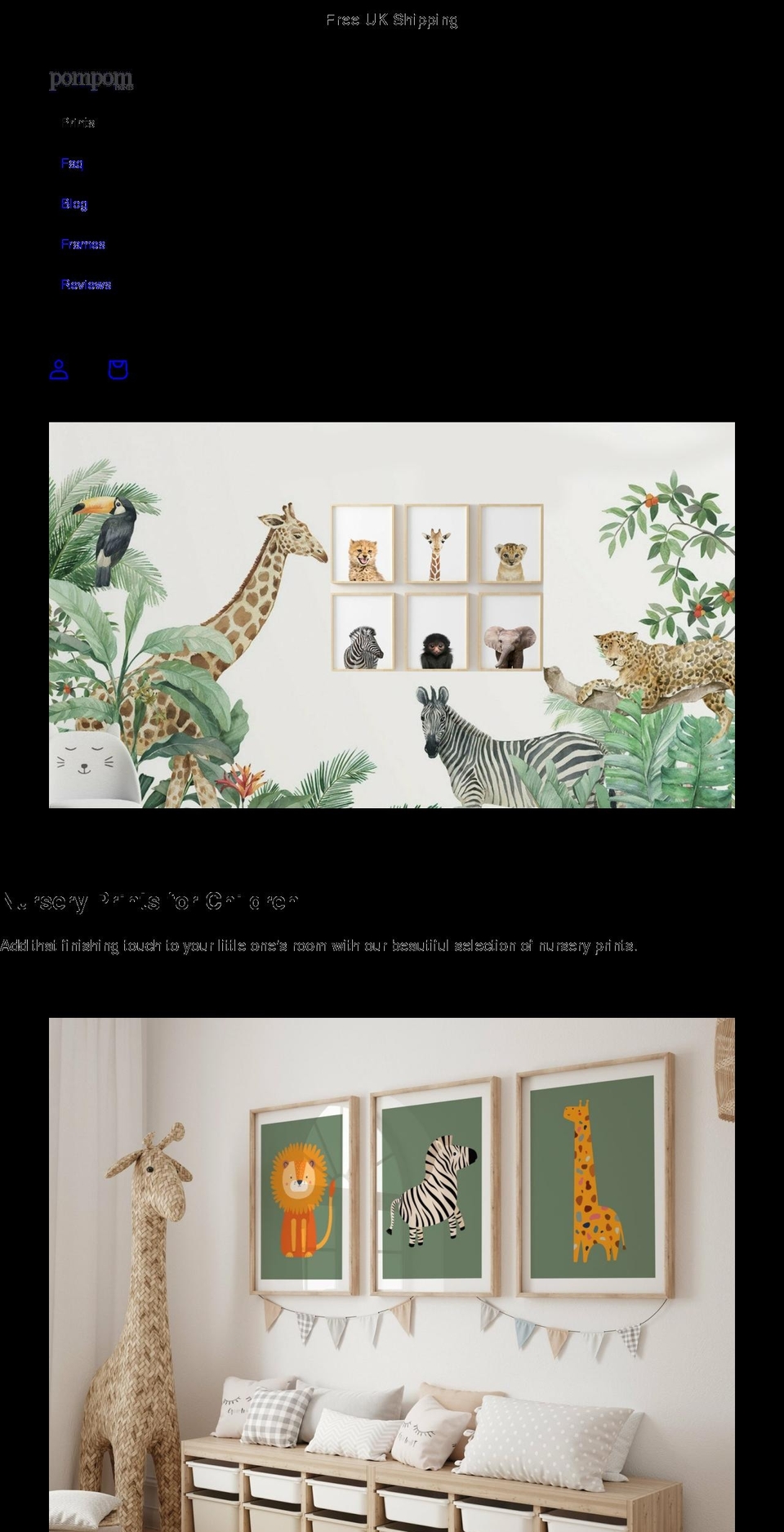 pompomprints.com shopify website screenshot