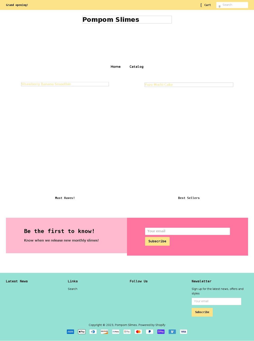 pompomslimes.com shopify website screenshot