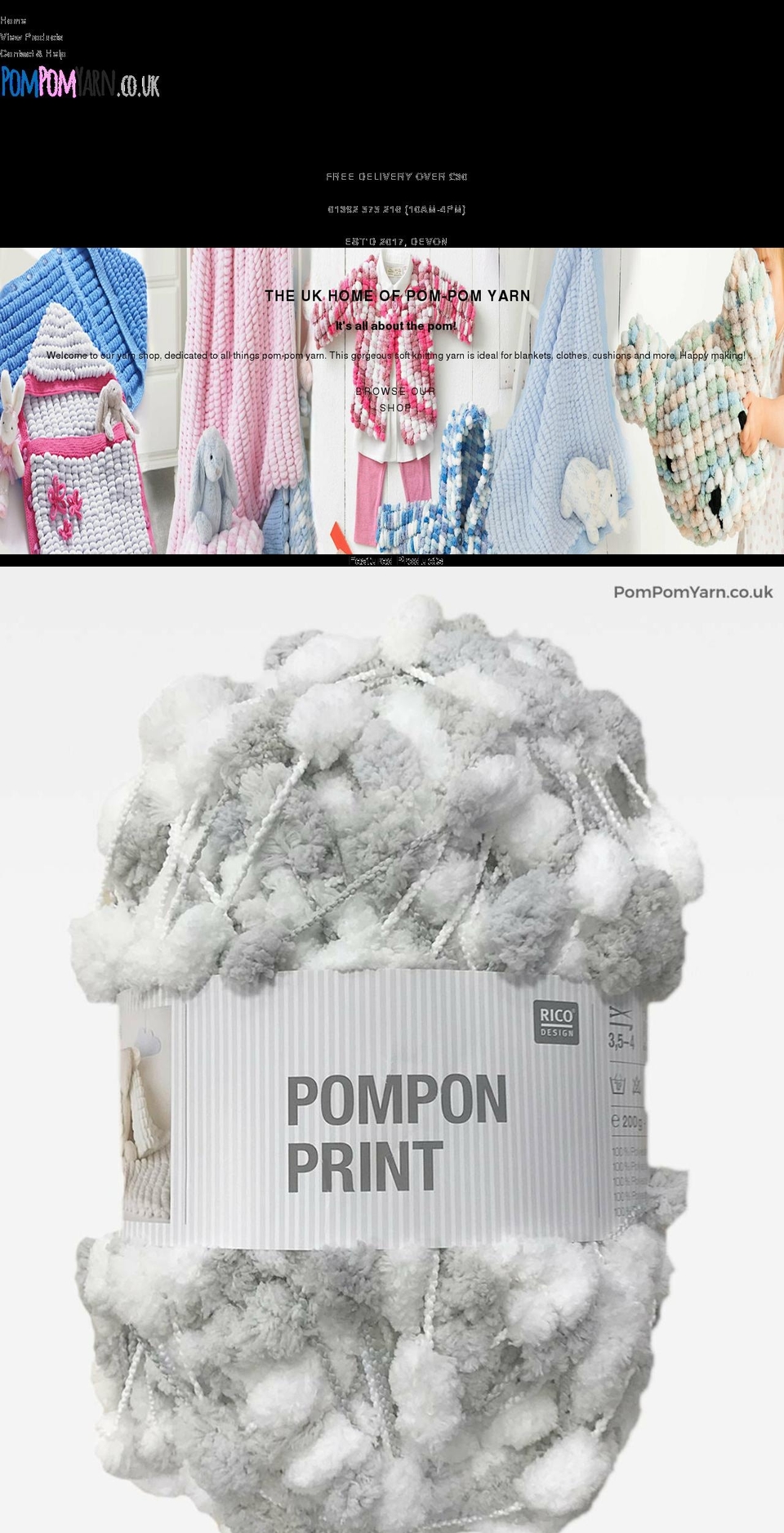 pompomyarn.co.uk shopify website screenshot