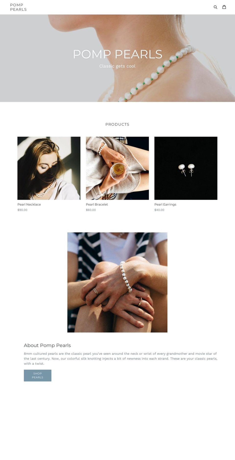 pomppearls.com shopify website screenshot