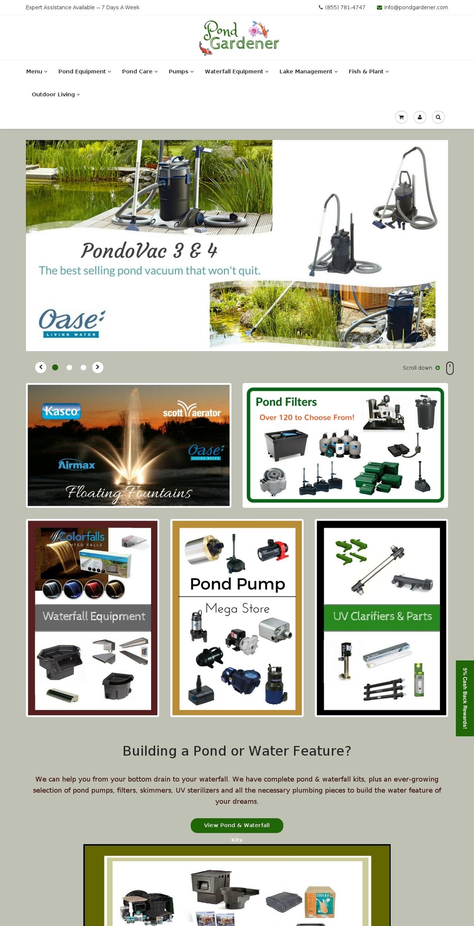 pondgardener.com shopify website screenshot