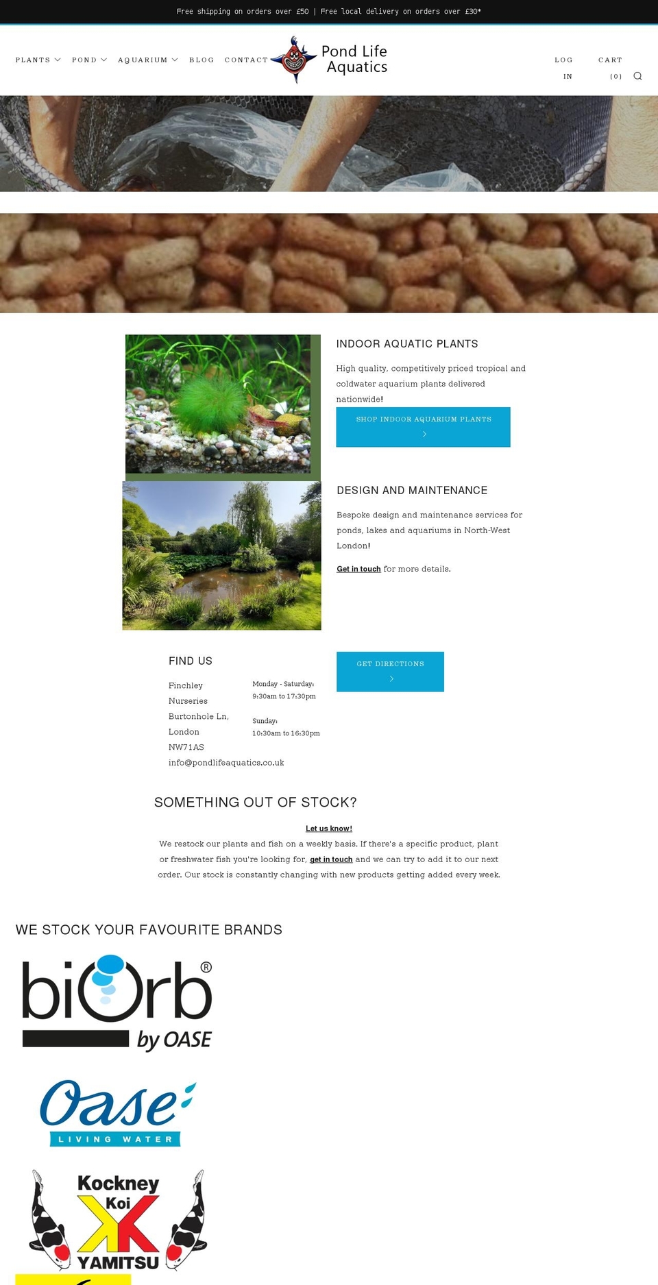pondlifeaquatics.co.uk shopify website screenshot