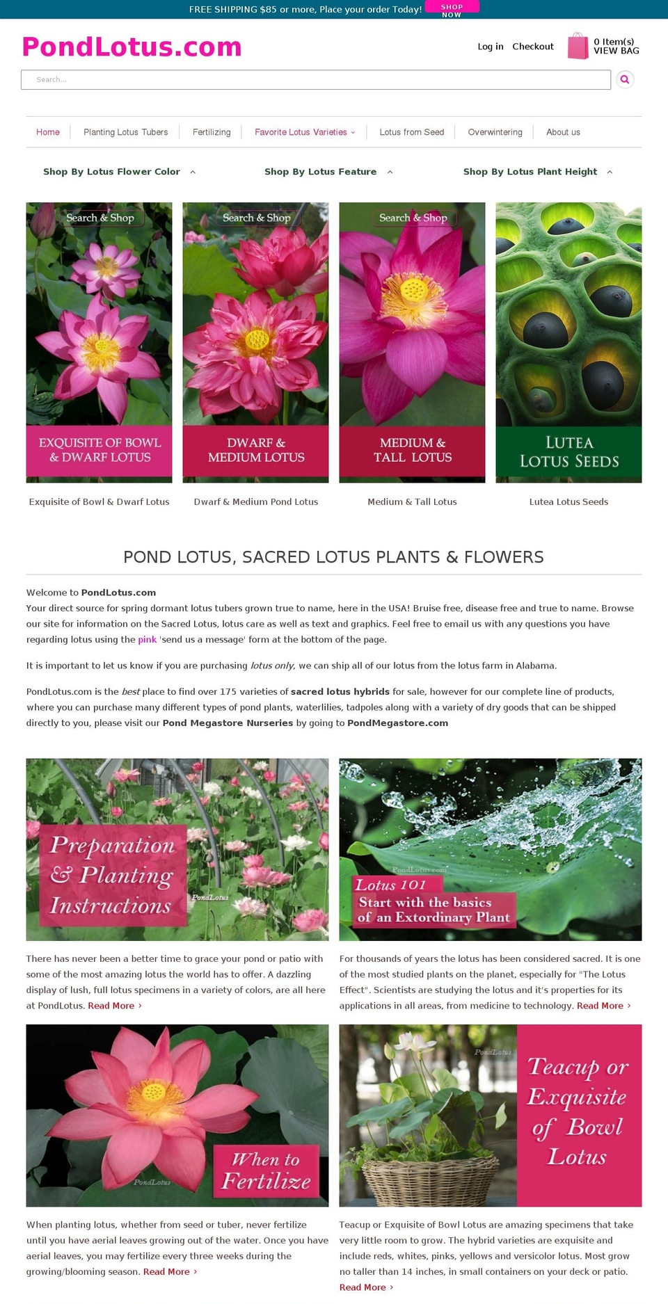 pondlotus.com shopify website screenshot