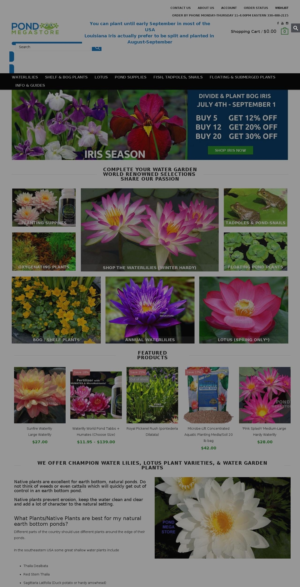 pondmegastore.com — Shopify storefront screenshot