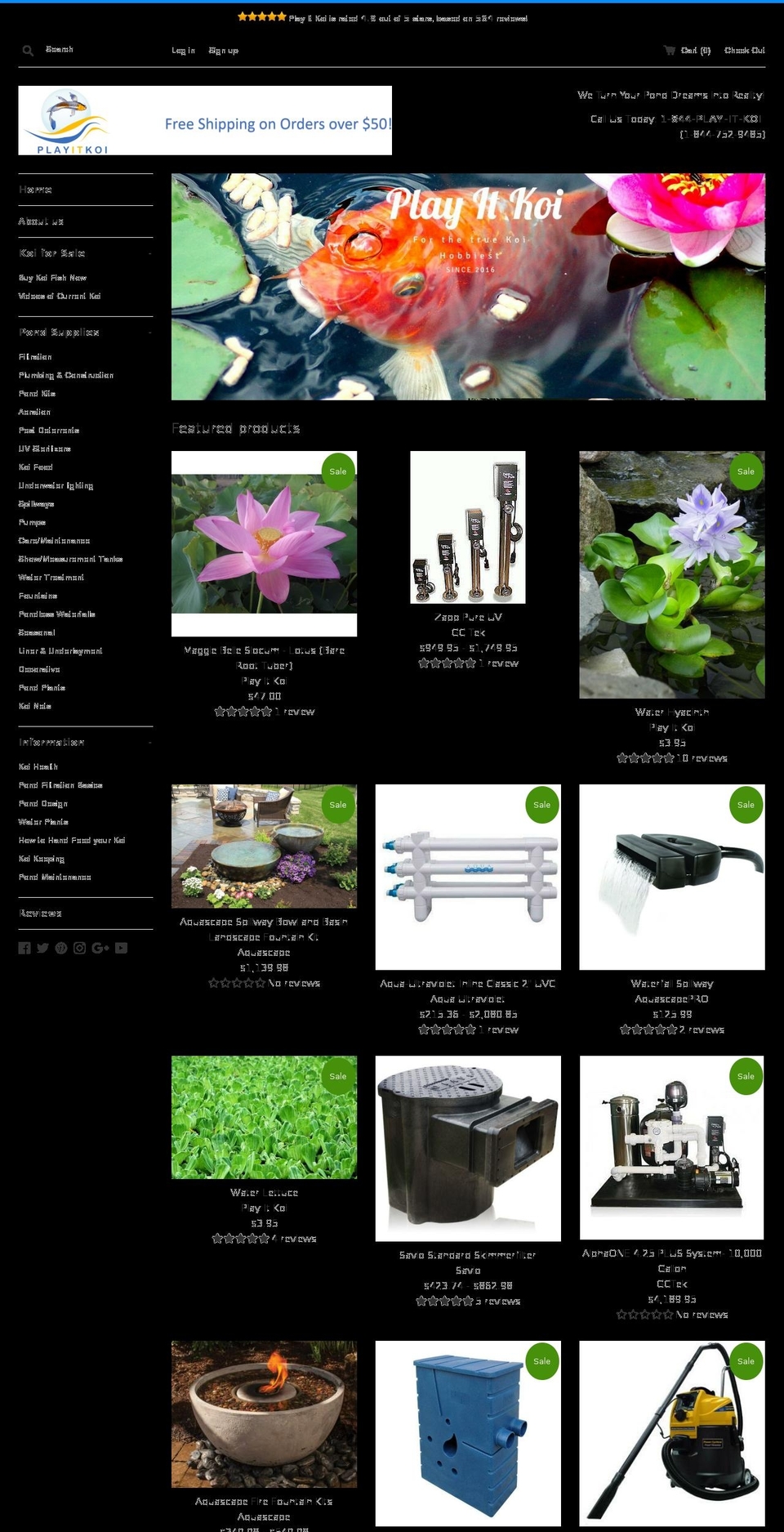 pondsupplies.online shopify website screenshot