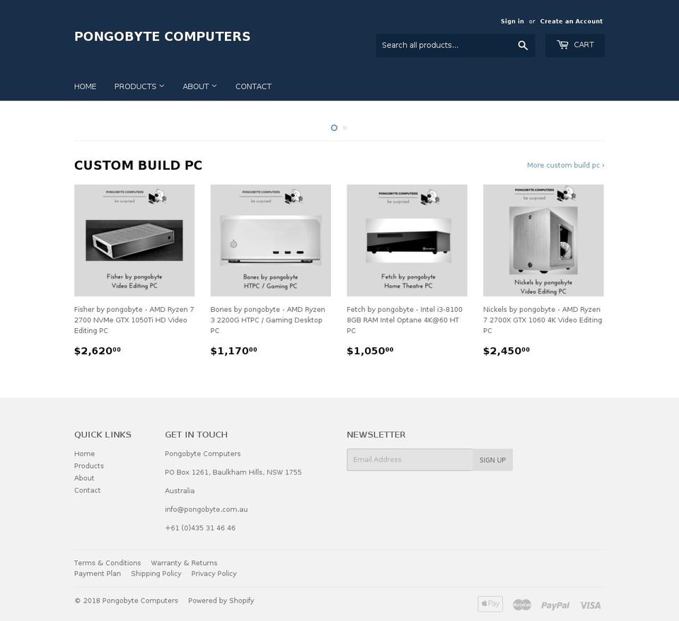 pongobyte.com.au shopify website screenshot