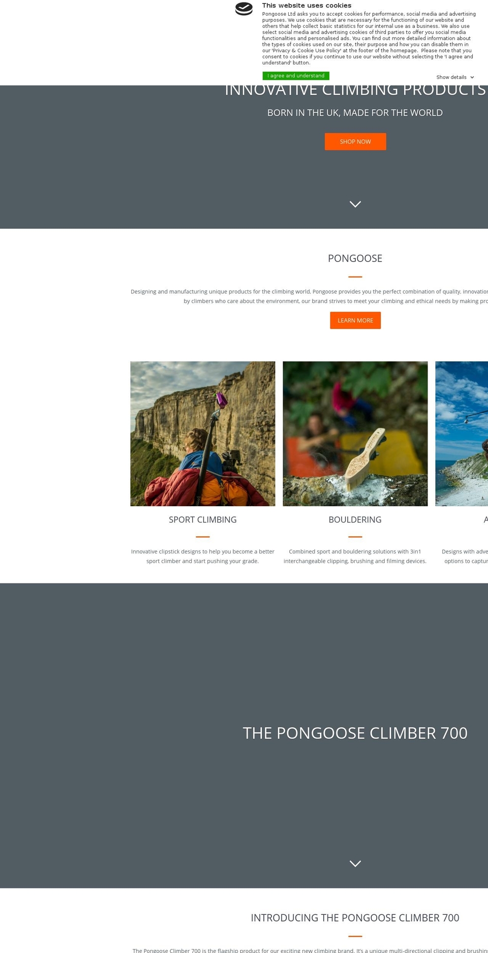 pongoose-climbing.com — Shopify storefront screenshot