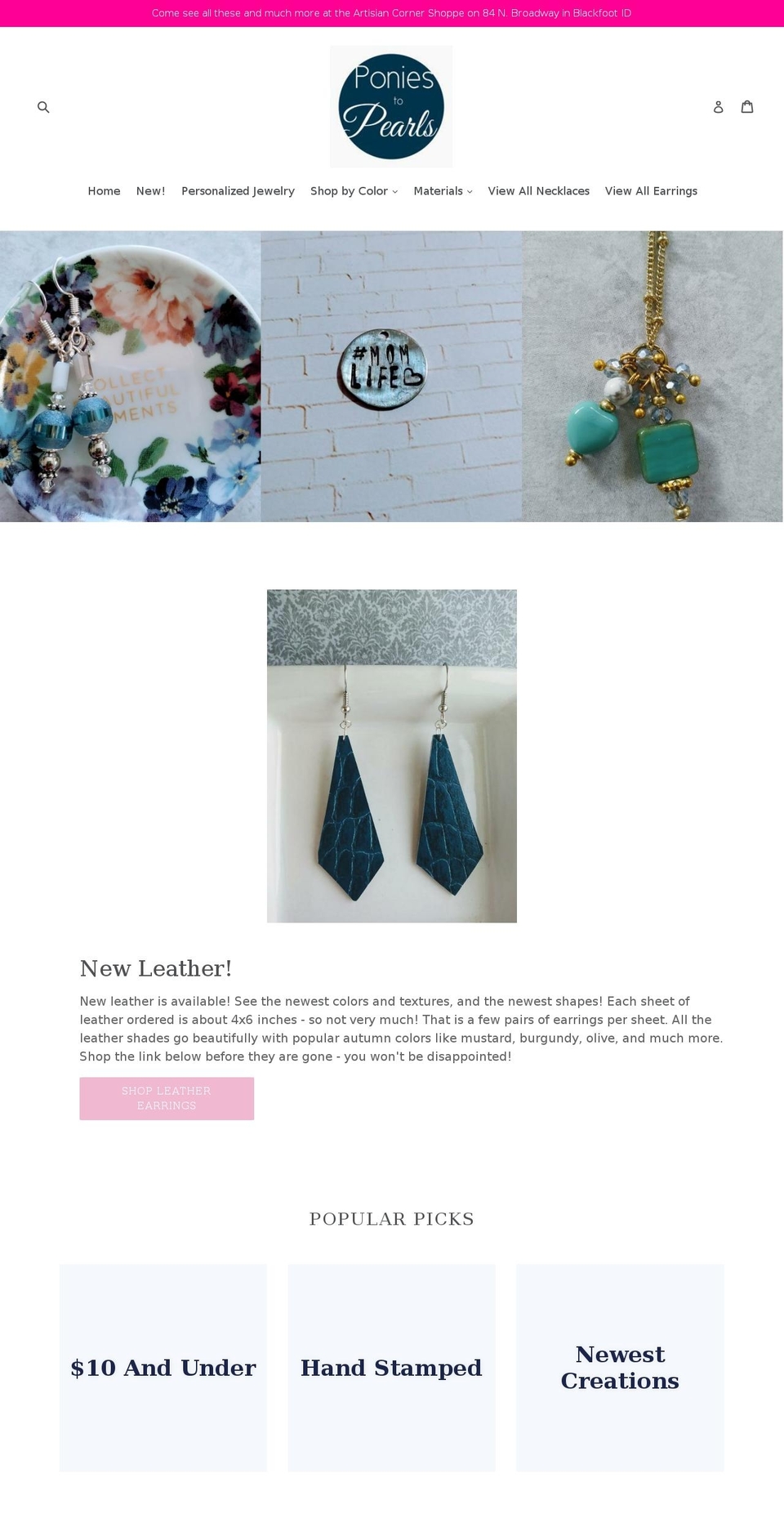 poniestopearls.com — Shopify storefront screenshot