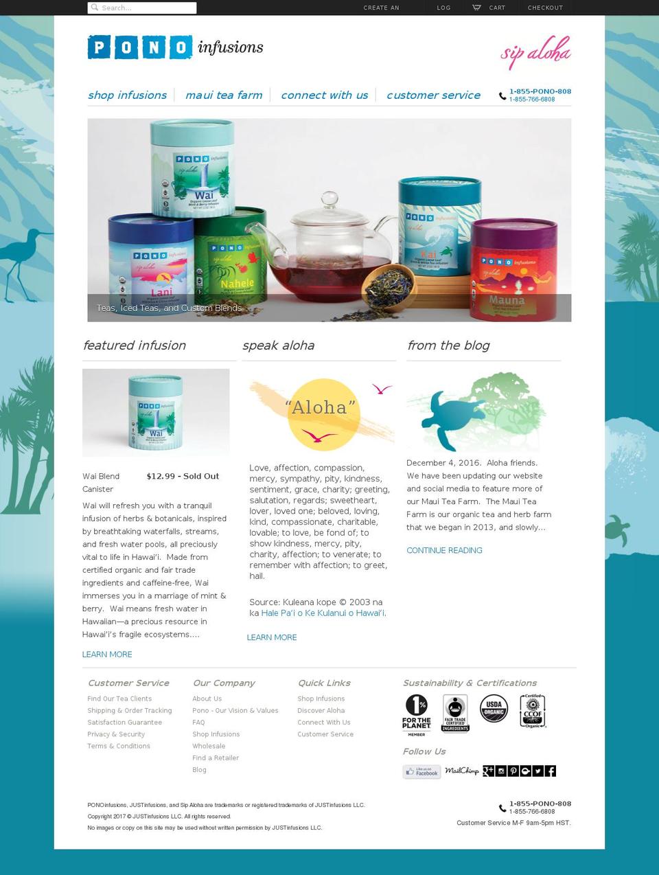 ponoinfusions.com shopify website screenshot