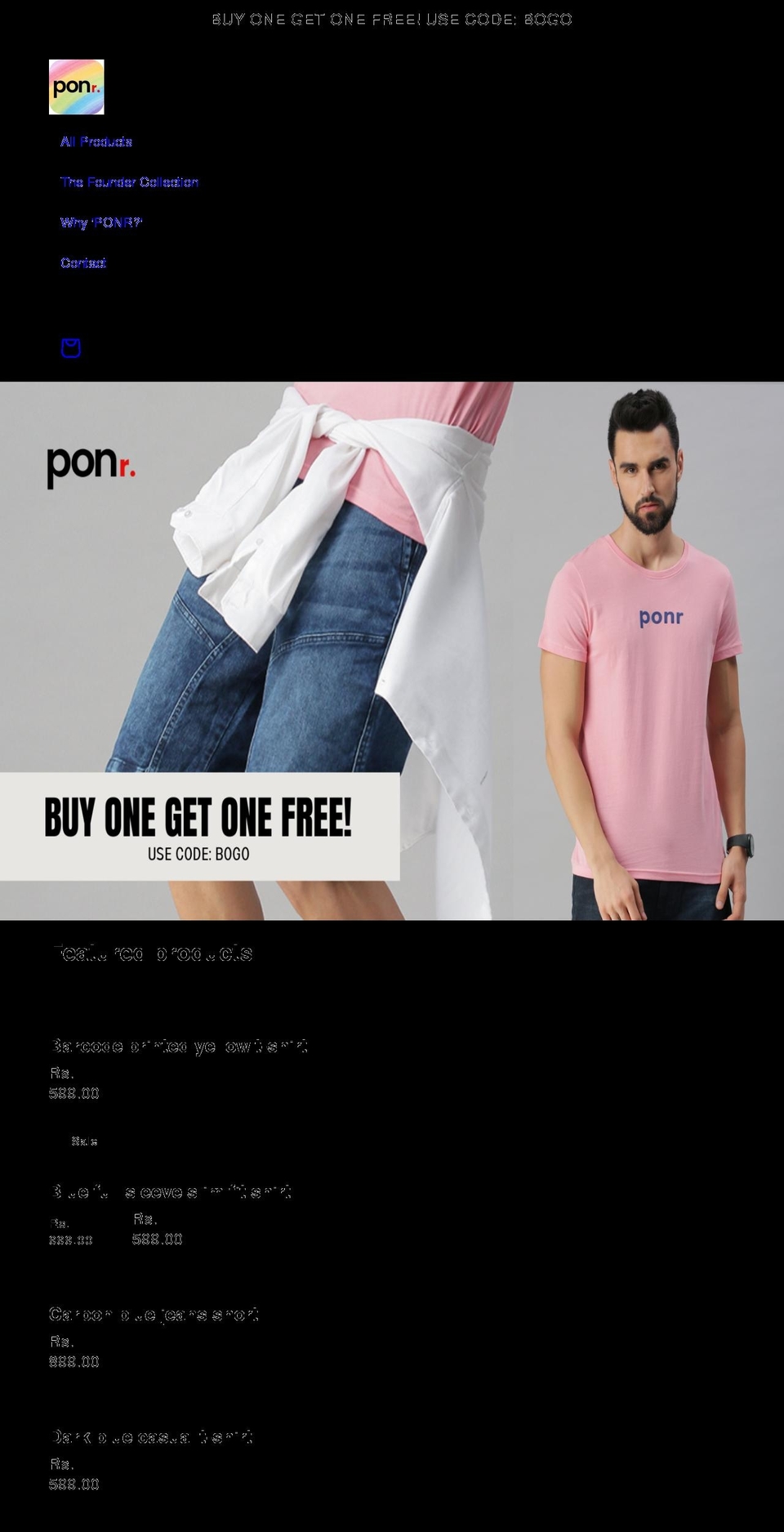 ponrwear.com shopify website screenshot