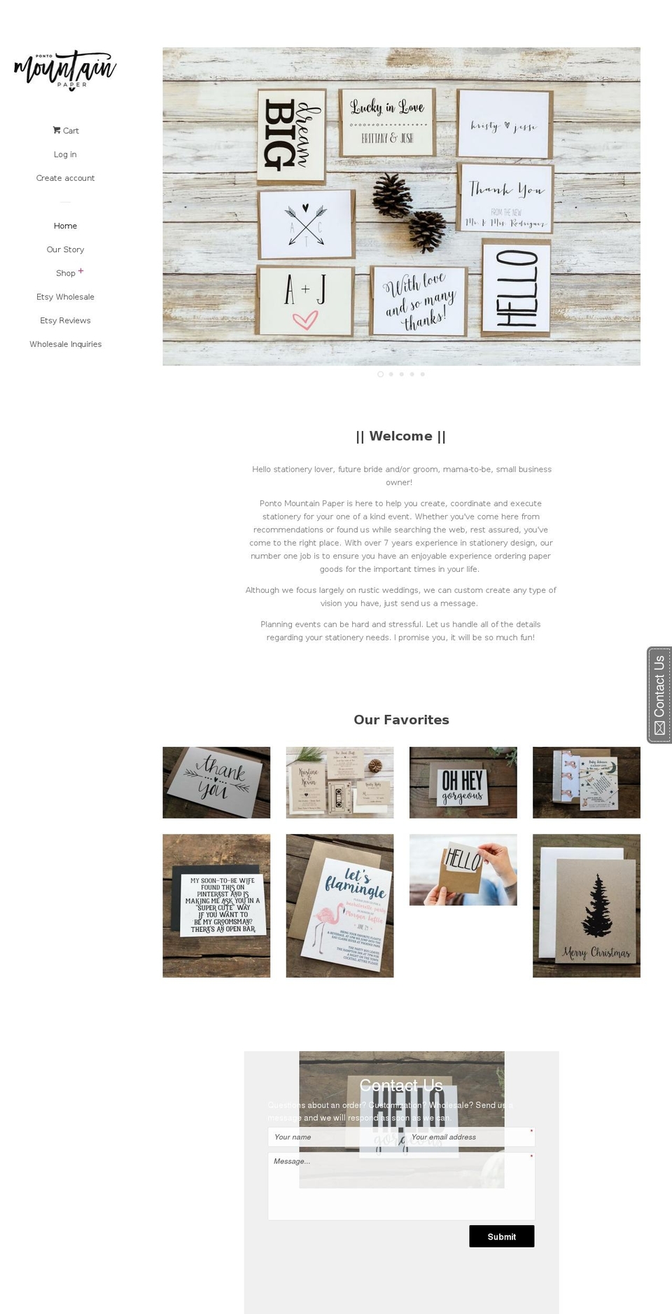 pontomountainpaper.com shopify website screenshot