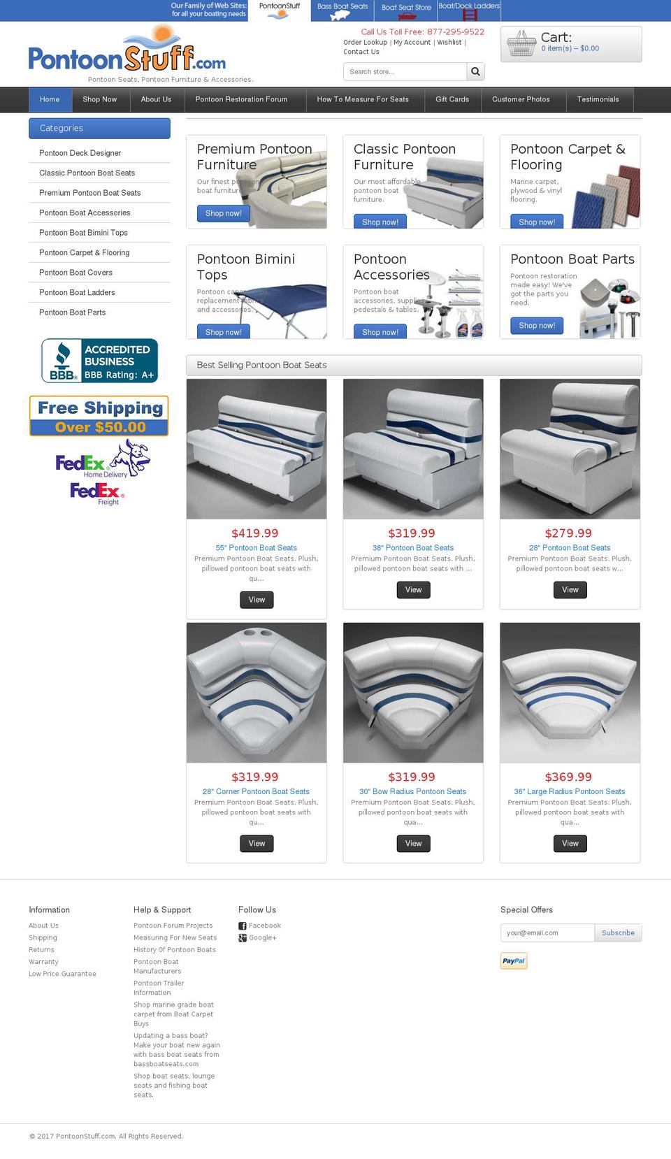 pontoon-seats.net shopify website screenshot