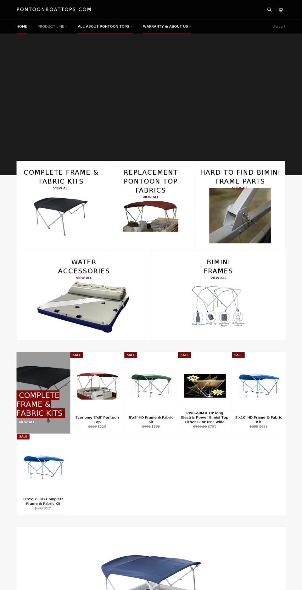pontoonboattops.com shopify website screenshot