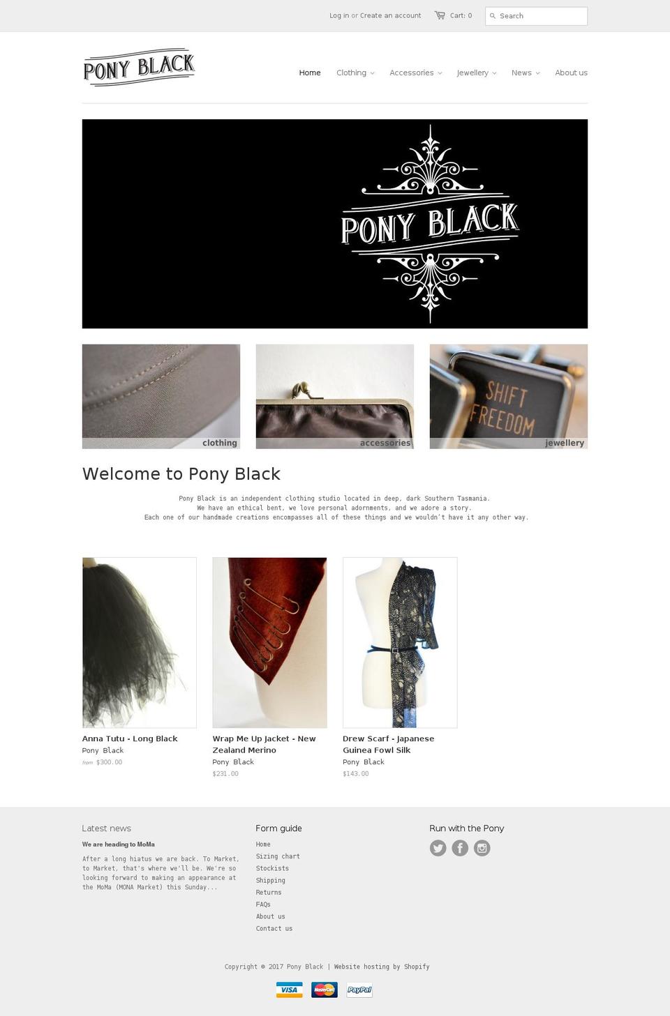 ponyblack.com.au shopify website screenshot