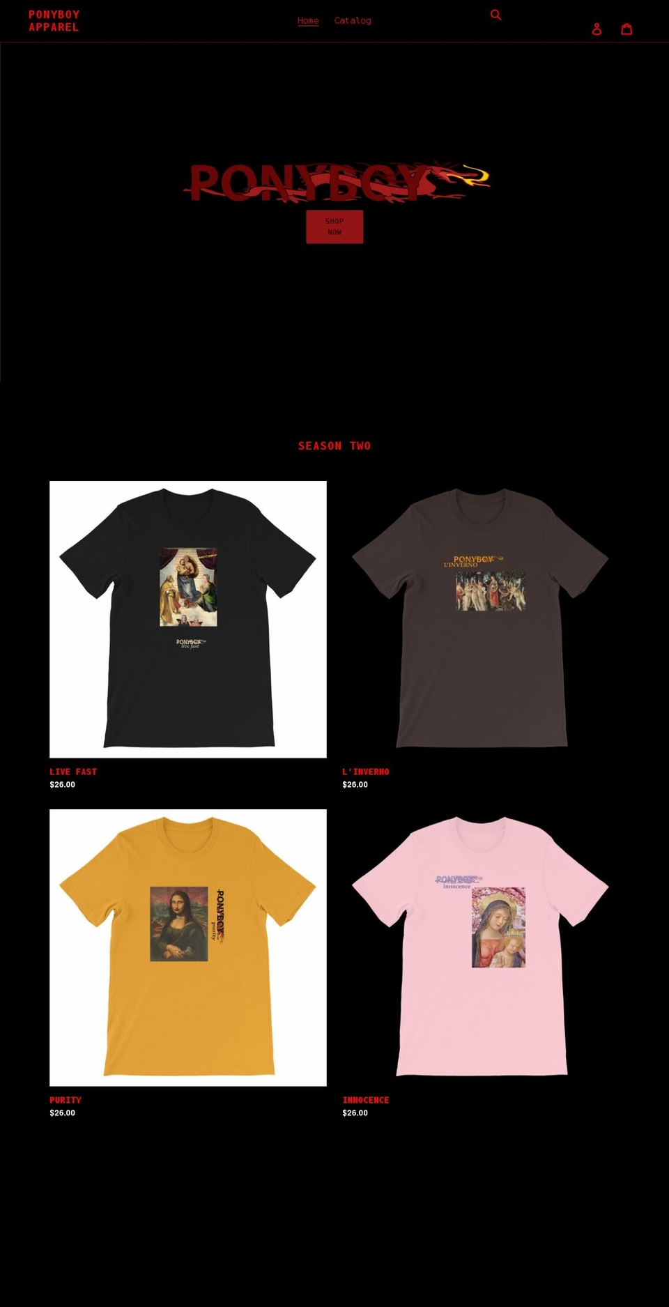 ponyboyapparel.com shopify website screenshot