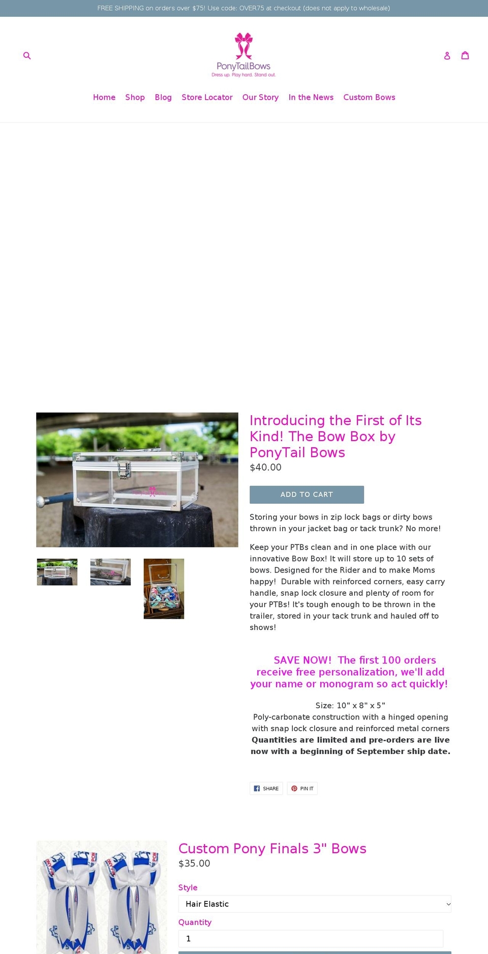 ponytailbows.com shopify website screenshot