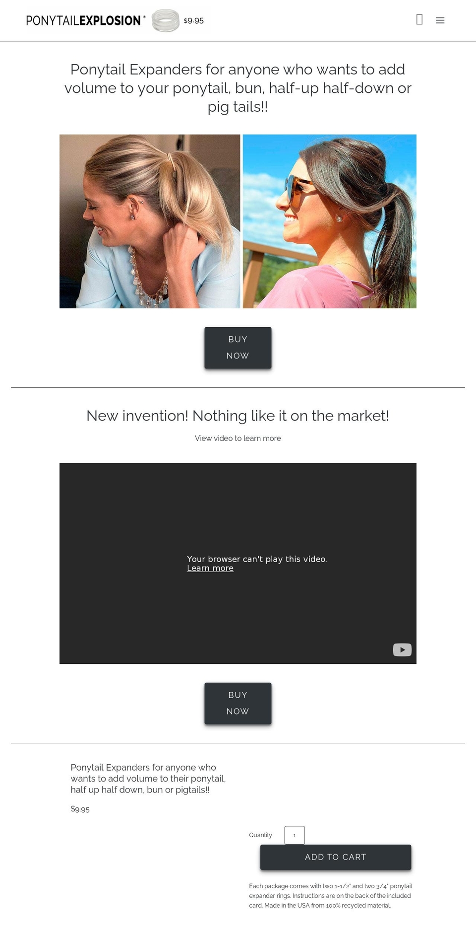 ponytailexplosion.com — Shopify storefront screenshot