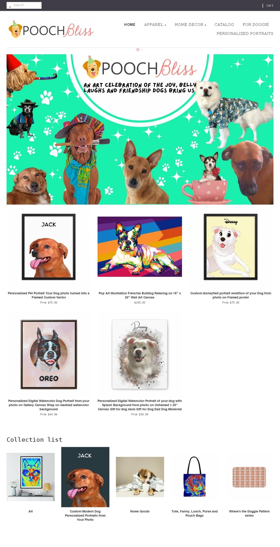 poochbliss.com shopify website screenshot