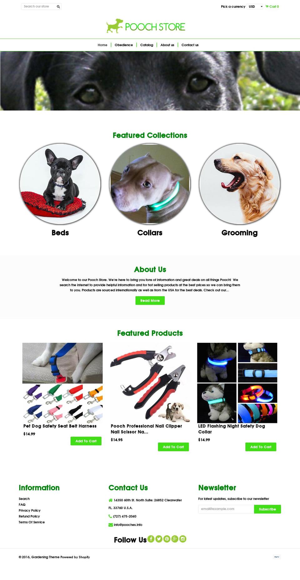 Animals Shopify theme site example pooches.info