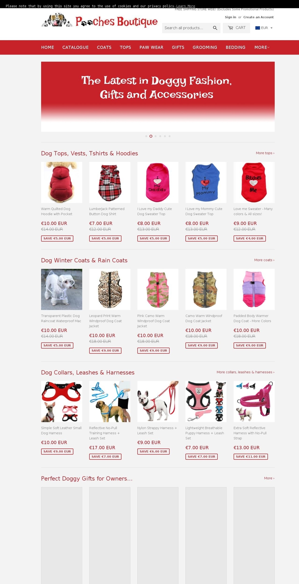 poochesboutique.com — Shopify storefront screenshot