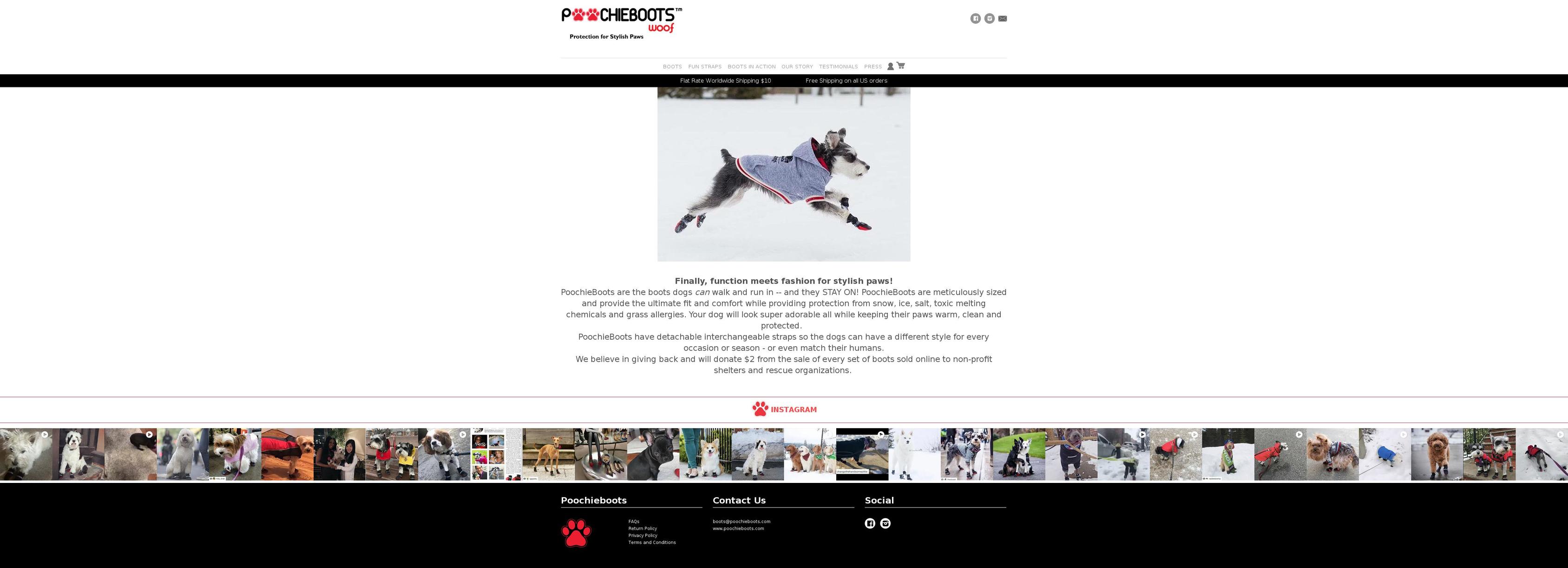 poochieboots.com shopify website screenshot