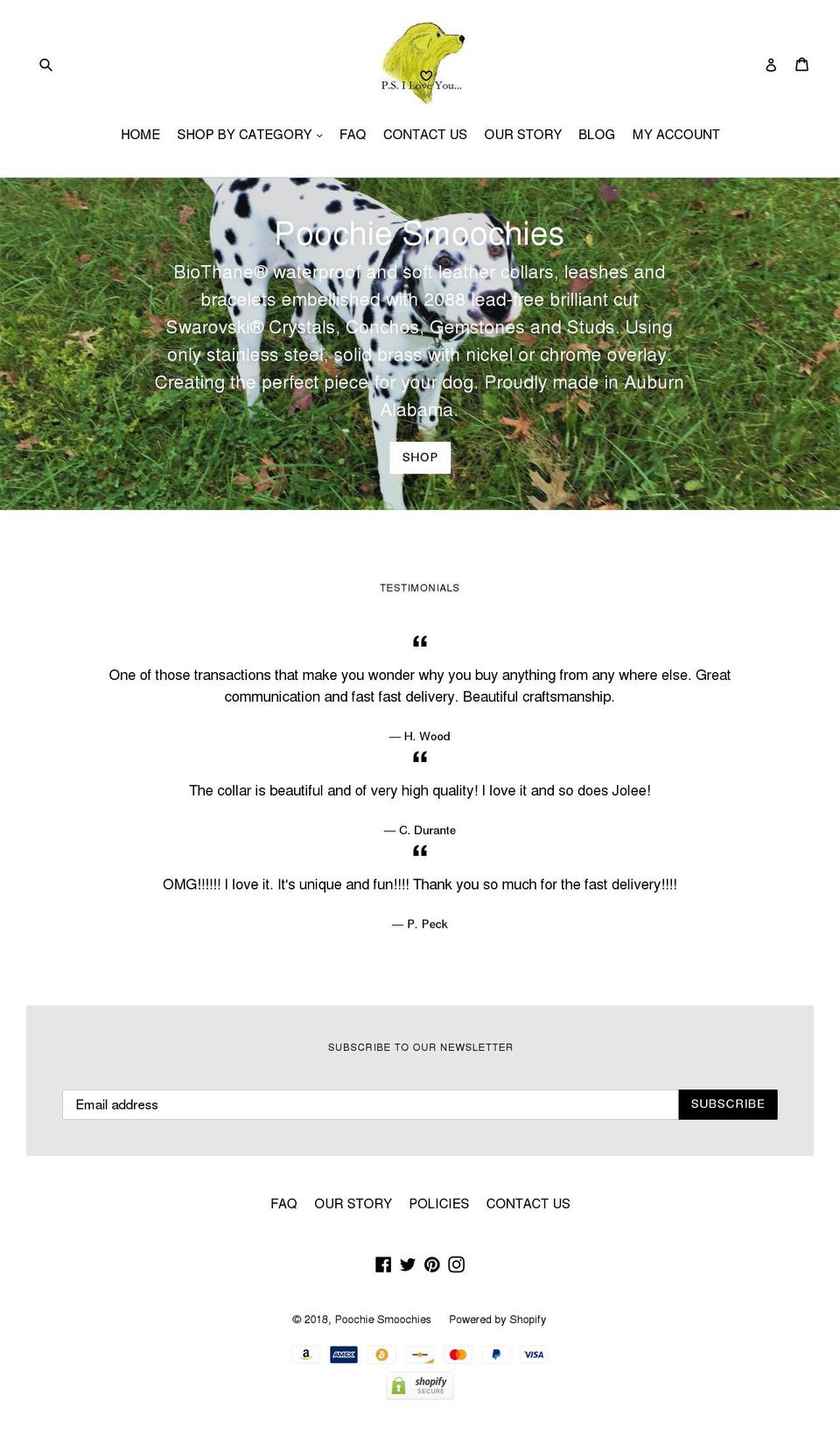 poochiesmoochies.com — Shopify storefront screenshot