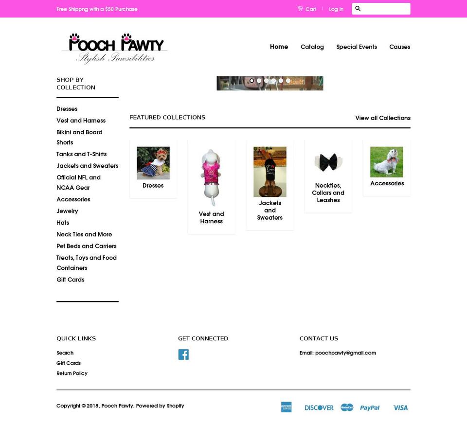 poochpawty.com shopify website screenshot