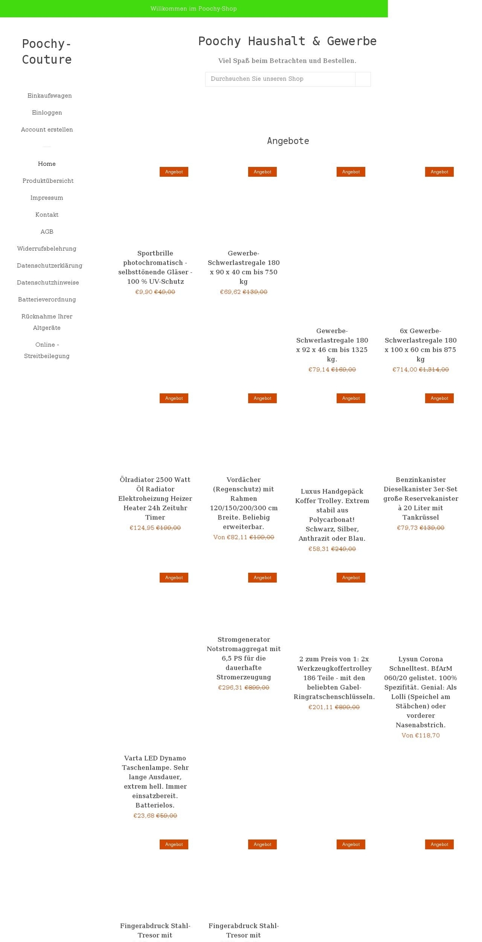 poochy-online.com shopify website screenshot