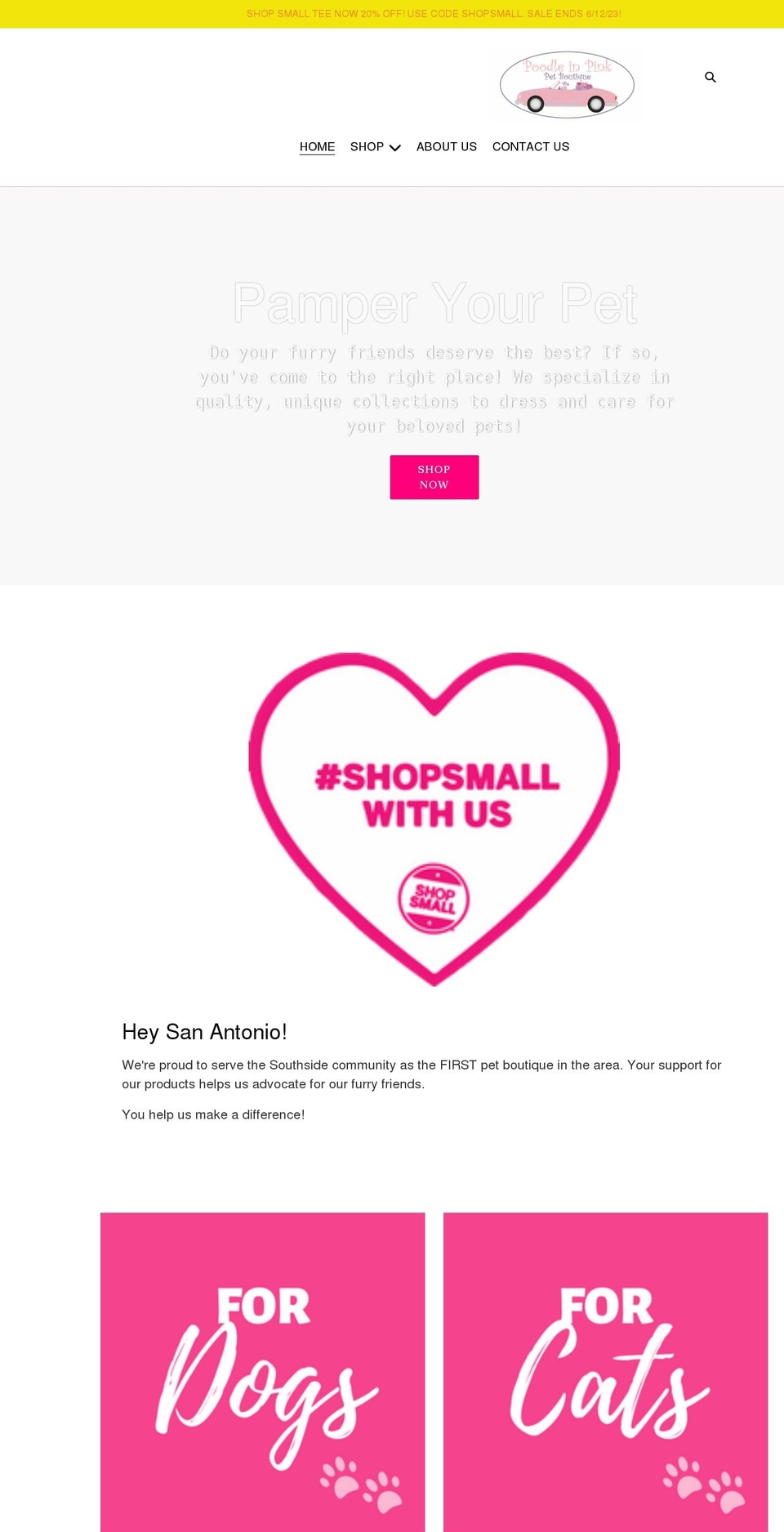 poodleinpink.com shopify website screenshot