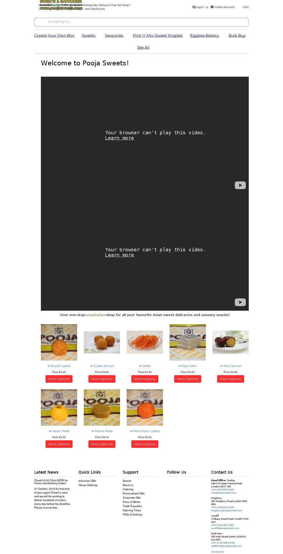 pooja-sweets-savouries.myshopify.com shopify website screenshot