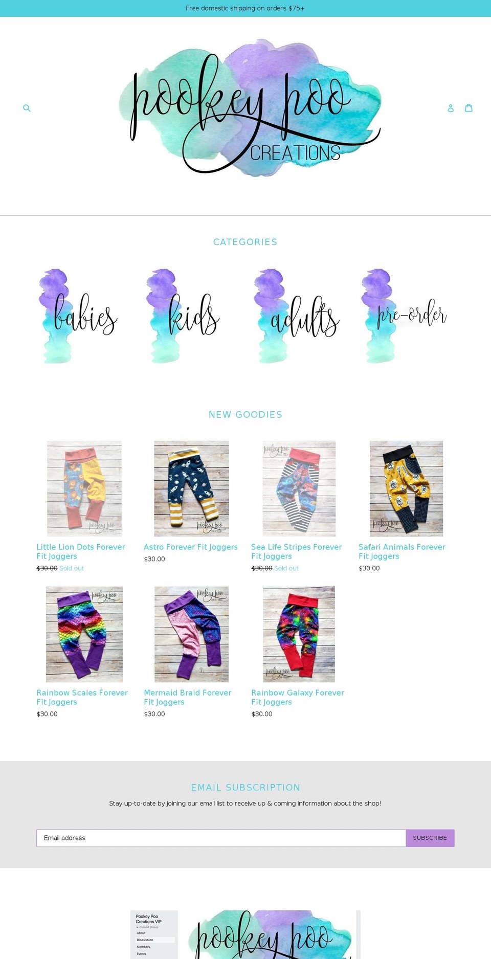 pookeypoocreations.com — Shopify storefront screenshot
