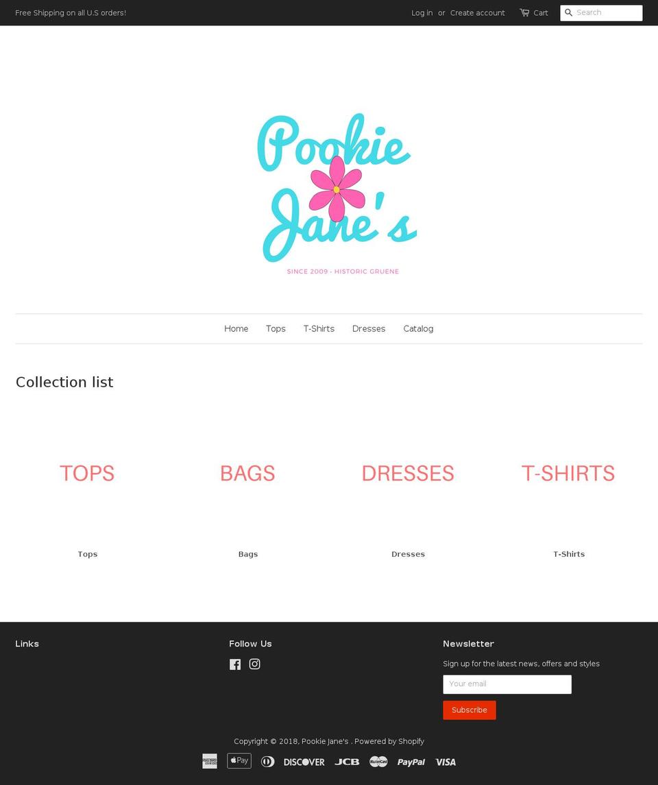 pookiejanesboutique.com shopify website screenshot