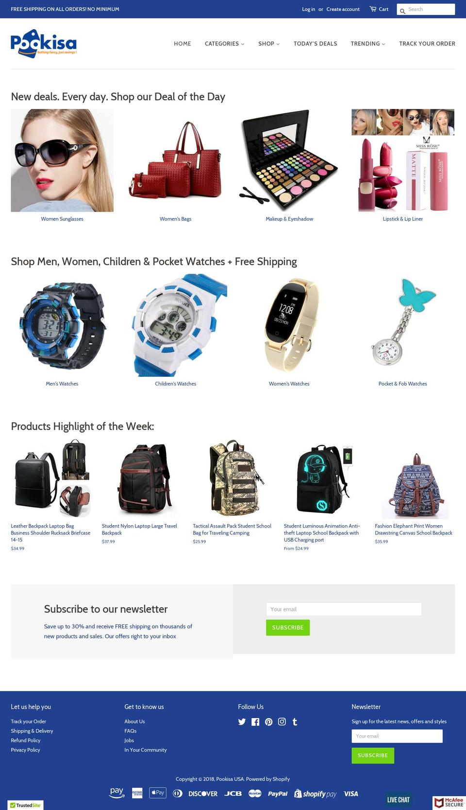 pookisa.com shopify website screenshot