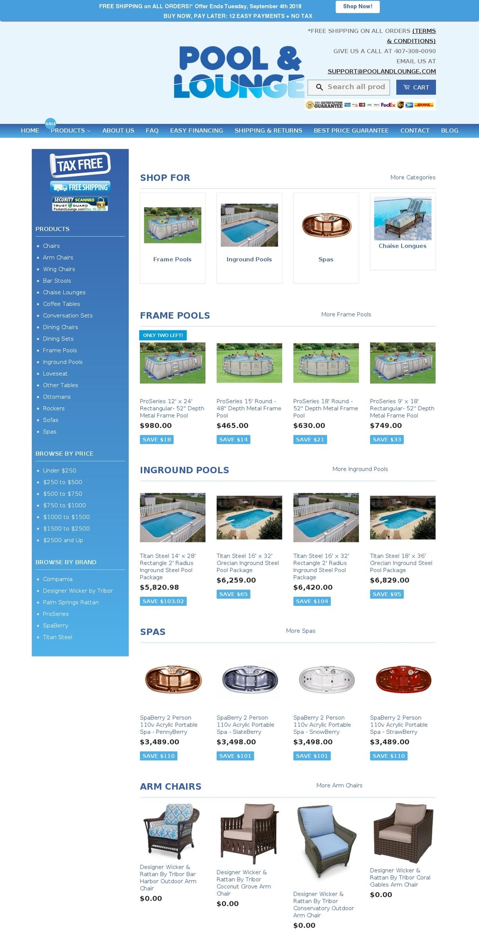 poolandlounge.com shopify website screenshot